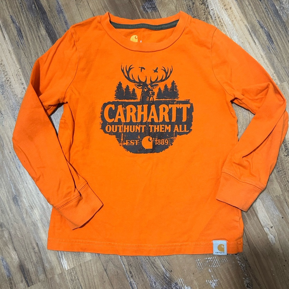 Carhartt Kids Bright Orange Long-Sleeve Graphic Tee